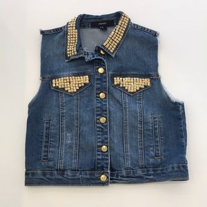 Vintage Denim Studded Jean Vest